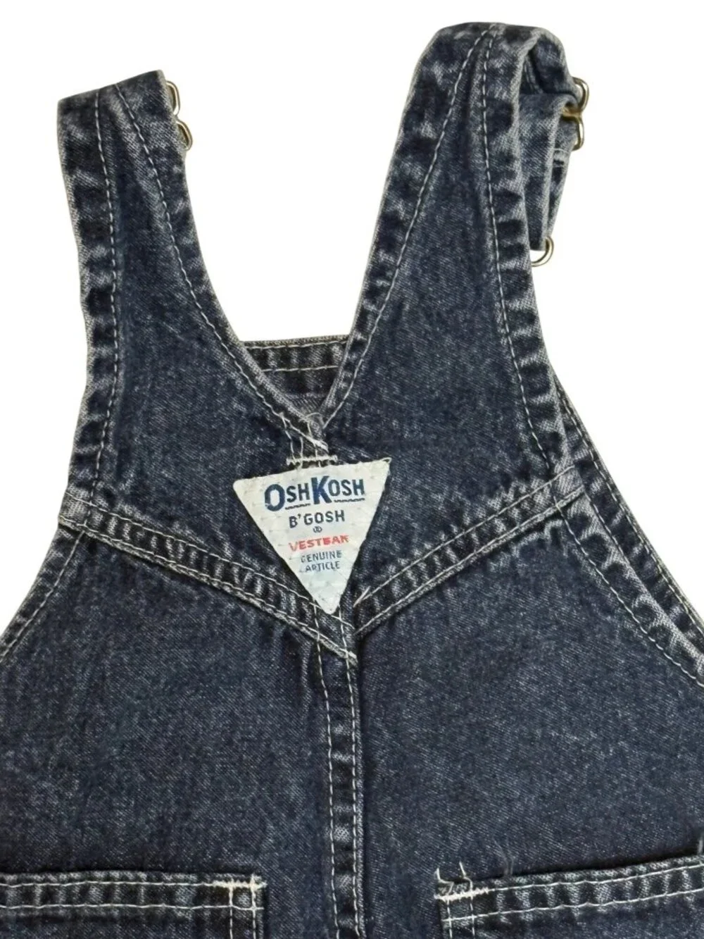 Vintage OshKosh B'gosh Baby Denim Overalls 12M Vestbak 90's Striped Pockets